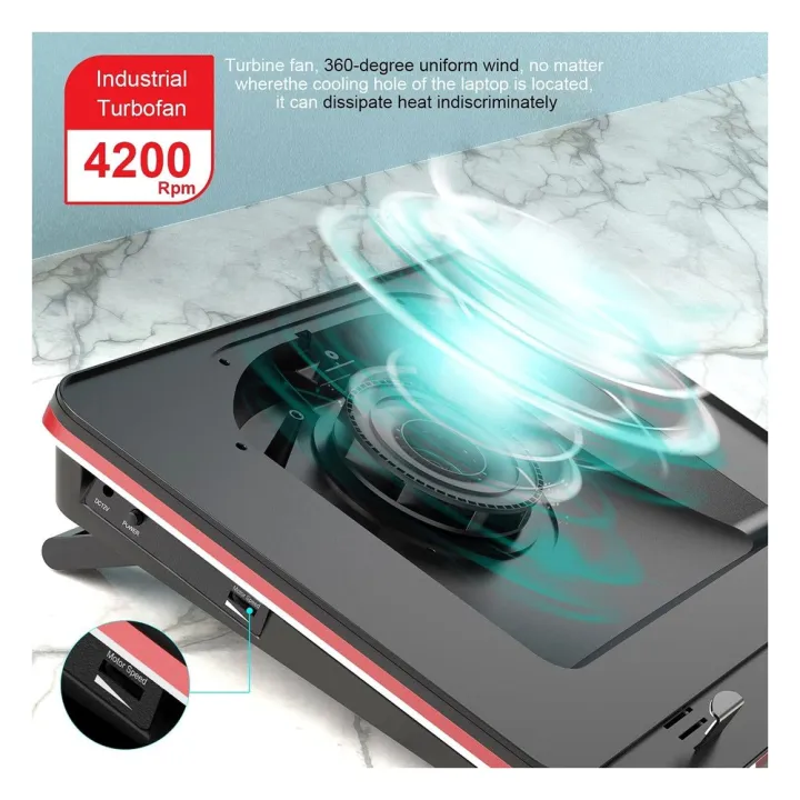 【Delta Grove】 Ship within 24 hours IETS GT500 Powerful Turbo-Fan RGB Laptop Cooling Pad Infinitely Variable Speed, Seal Foam for Rapid Cooling Gaming