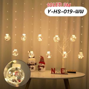 ไฟแต่งห้อง ไฟบอลคริสต์มาส LED ประดับตกแต่ง ม่านไฟแซนต้า สโนแมน ปีใหม่ ขนาด 3 เมตร 10LED ตกแต่งในช่วงเทศกาลต่างๆ ความสว่างสูง