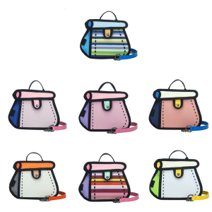 Creative 2D Cartoon Crossbody Bag with Chain Shoulder Strap Casual Shoulder Purse Handbag for Various Occasion