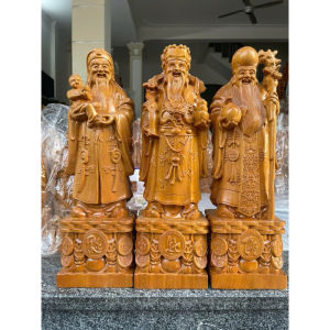 Tượng Tam Đa Phúc Lộc Thọ tượng trưng cho ba điều ước lớn nhất của đời người gỗ bách diệp  có 4 kích thước lựa chọn