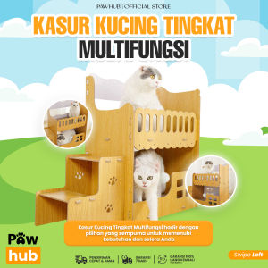 PAWHUB Premium Kasur Tingkat Kucing Multifungsi dengan Garukan Kucing dan Mainan Bola / Cat Bunk Bed with Cat Scratcher Board & Ball Toy