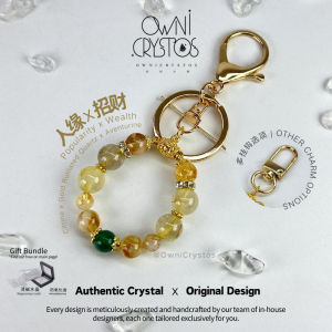 【OwniCrystos】Wealth Protection Citrine Gold Rutilated Quartz Aventurine Natural Crystal Bag Charm Key Chain 金发晶 黄水晶 东陵玉 钥匙扣 包包扣 天然水晶