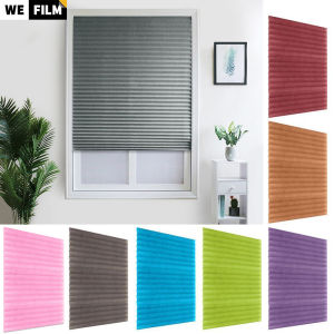 WEFILM Adhesive Roller Blinds Window Pleated Zebra Blinds And Shades Blind Roller Blackout Curtain For Bedroom Living Room Balcony