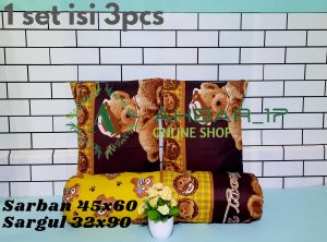 1SET ISI 3PCS 20K AJAH "SARUNG BANTAL 2 & SARUNG GULING 1" MOTIF KARAKTER