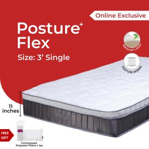 Goodnite Posture Flex Natural Latex with 7turn Posture Spring 11inch Mattress/Tilam (10 Years Warranty)(King/Queen/SuperSingle/Single)