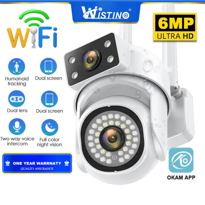 Wistino 6mp Outdoor Dual Lens Wifi Smart Camera With Zoom Human Tracking  Two Way Voice PTZ Security Camera OKAM APP - Main Image