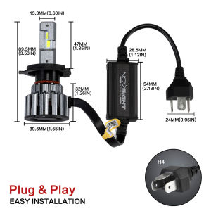 Novsight F03 80W 15000LM LED Car Headlight Bulbs 9005 9006 H4 H7 H11 LED Light for High/Low Beam Fog Light 6000k Super Bright Plug&Play