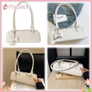 Women PU Underarm Bag Small Handbag Zip Closure Elegant Hobo Bag with Heart Pendant Top Handle Bag Trendy Commuting Bag