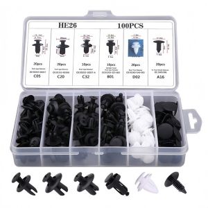 LUMIQLO 100pcs Universal Auto Fastener Clip Mixed Size Push Retainer Pin Automotive Clips Set Car Repair Rivet Bumper Door Trim Panel Fastener Kit Car Body