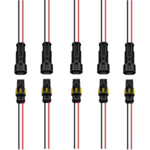 5 Bộ không thấm nước ô tô Nam nữ đầu kết nối điện cắm 2-pin cách với dây cho xe ô tô xe mô tô xe tay ga biển