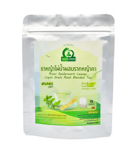 ชาหญ้าไผ่น้ำผสมรากหญ้าคา ตราไร่กฤติยา (River Spiderwort Leaves Cogon Grass Root Blended Tea)
