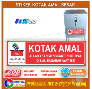 Stiker kotak amal besar identitas box tempat infaq sticker masjid musholla