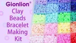 Gionlion 24 Colors Clay Beads Friendship Bracelet Making Kit w/Charms