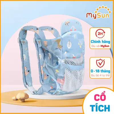 Địu vải lưới cho em bé sơ sinh 4 tư thế đi xe máy có đỡ cổ an toàn MySun