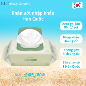 Khăn ướt nhập khẩu Hàn Quốc thương hiệu Bebesup Light/ Sensitive/ Premier/ Signature gói lớn 80 tờ/ gói