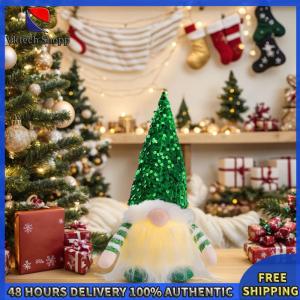 【Clearance sale processing】 Lighted Dwarf Santa Claus Plush Rudolph Ornament for Christmas Gift and Holiday Home Decoration