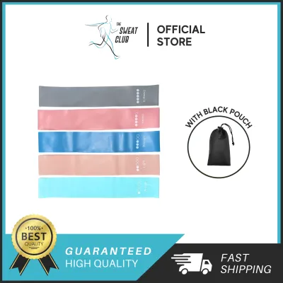 THE SWEAT CLUB [5 PCS/SET] Rubber Resistance Bands Exercise Bands Flex Bands Different Intensity Level For Hip Legs Butt Home Indoors Sports Exercise Workout Resistance Endurance Training