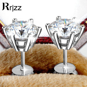 Rrjzz 0.1ct-3ct D-Color Brilliant Round Cut Lab Created Moissanite Earrings GRA 14K Gold Plated Stud Earring for Men Women Gifts2026