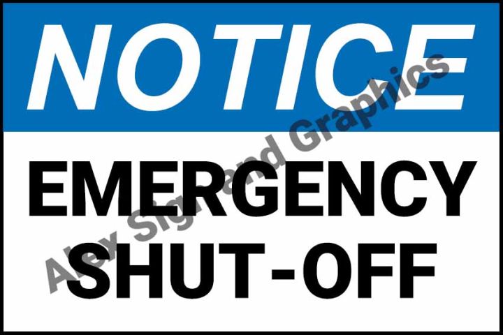 Notice: Emergency Shut-Off PVC Signage A4 Size (7.5 x 11.25 inches)