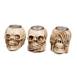 CURRANT with Built-in Metal Tray Halloween Skull Candlestick Drop-proof High Temperature Resistance Skeleton Palm Candlestick Home Table Ornaments Resin Candle Holder Escape Room