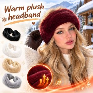 YH4F Fluffy Faux Rabbit Fur Faux Fur Headband Elastic Wide Brim Winter Ear Warmer Gifts Soft Headwrap Hair Band