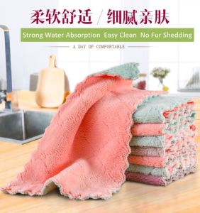 Double-Layer Microfiber Kitchen Dish Cloth Cleaning Towel Dust Cleaning Tools 厨房洗碗布