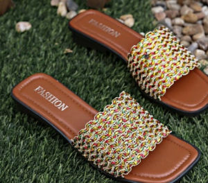 [Free Shipping] WomenS Flat Woven Sandals 2026 Summer New Collection Plus-Size Square-Toe Simple And Casual Beach Sandals
