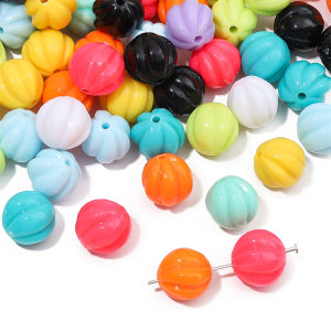 12 mét màu trơn Acrylic hình dạng bí ngô hạt hạt đệm rời cho vòng cổ vòng tay Keychain DIY Phụ kiện làm đồ trang sức