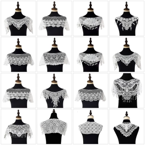 Fashion Lace Shoulder Wrap with Embroidered Detail Breathable Hollow out Faux Lace Shawl Collar for Stylish Women