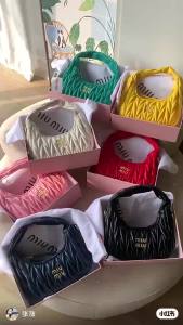 MIU Pleated Lambskin Dumpling Bag HOBO Bag Fashion Versatile Handheld Shoulder Bag Crossbody Crescent Womens Bag