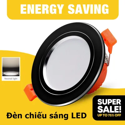 Đèn LED âm trần Rạng Đông Đèn downlight Đèn Led âm trần ánh sáng trắng 3 màu 7w phi 90 viền vàng viền bạc đế đúc.