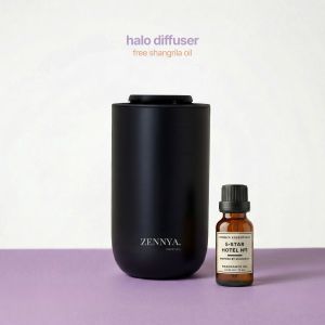 Zennya Halo Diffuser | Compact Aluminum Portable Aromatherapy Diffuser | Rechargeable 2000 mAh Battery | Covers Up to 15 sqm | With FREE Fragrance Oil