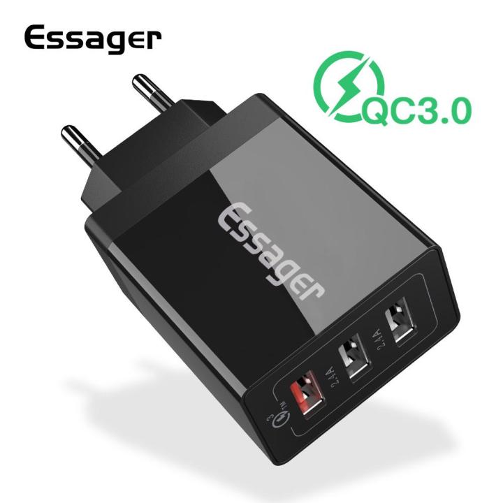 Pin UK /EU /US Plug】Essager 30W Quick Charge Port USB