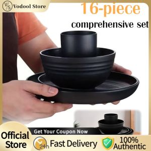 Lightweight and Durable Wheat Straw Cutlery Set 16 Pieces Unbreakable Dinnerware for Family and Outdoor Gatherings