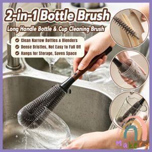 Makery 2-in-1 Long Handle Cleaning Brush Bottle & Cup and Straw Cleaning Brush 1Pc