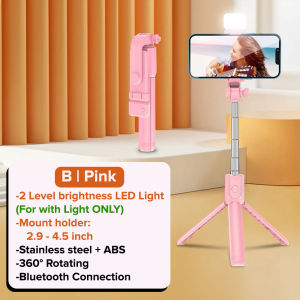 (SG) LionShield 360° Rotating Selfie Stick Tripod with Bluetooth Remote Control - For iPhone 15/14/13/12/11 / Android Samsung Google Pixel Nothing Phone Oppo VIVO Xiaomi etc