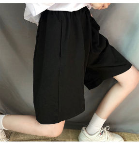 Quần short ống rộng UNISEX CERA-Y lưng thun lửng ngố màu đen chất vải thun co dãn CRQ014