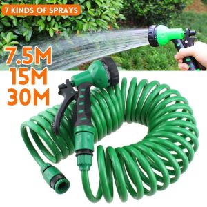 FULUPUGANG Flexible 7.5M/15M/30M Car Retractable Washing Watering Garden Supplies Water Hose Irrigation Coil Hose