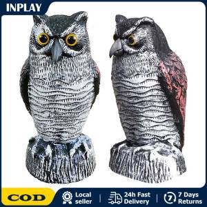 Outdoor Bird Scarer Plastic Owl Scarecrow Owl Prowler Decoy Pest Repellent Pest Control Garden Protector Ornaments Realistic Horned Owl Decoy Bird Scarecrow for Yard Garden Statues Ornament