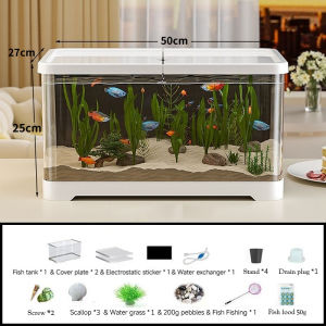 READYSTOCK🔥Aquarium Fish Tank Starter Kit Desk Aquarium SetComplete Desktop AS Plastic Aquarium with LED Light