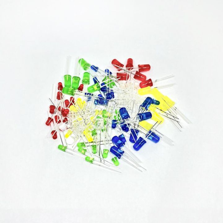 100PCS/LOT 3mm 5mm LED Diode White Green Red Blue Yellow DIP F3 F5 Leds ...