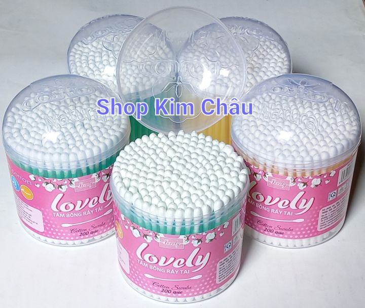 Combo 6 hộp Tăm bông ráy tai Lovely que nhựa 100% bông cotton tự nhiên ...