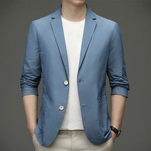 【Men’s Lightweight Casual Blazer】Breathable Slim-Fit Business Suit Jacket Ultra-Thin Cool Feel Fabric Quick-Dry Wrinkle-Resistant & Lightweight Smart Casual Coat for Work Events & Daily Wear