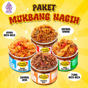BENDITO - Paket Hemat Sambal Isi 4 Ayam Suwir Rica Tuna Rica Sambal Roa Sambal Bakar Asli Manado