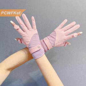 【PCWFKef】 1 cặp chống nắng găng tay Một kích thước Kem chống nắng thoáng khí chống UV làm mát Vải trượt găng tay cho đi xe đạp ngoài trời lái xe