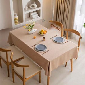 Bay gấu Bắc Âu màu trơn cotton vải lanh Khăn Trải Bàn chống dầu chống thấm dùng một lần Giường & ăn sáng cắm trại Khăn Trải Bàn Bàn Ăn Thảm trải bàn