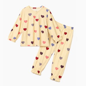 Unifriend 24fw/ชุดนอนเด็กผ้านุ่ม Peach Warm Loose fit