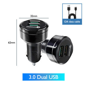 Dual USB Fast Car Charger 3.0 12V 24V Fast Charging Phone 2 Ports Fast QC3.0 For Dual USB Car Phone Adapter