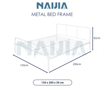 NAIJIA Metal Bed Frame Heavy Duty Katil Single/Queen/King Metal Bed Frame Anti-Rust Katil Besi with Upgraded Bed Plate Sturdy Iron Bed for Hostel & Home Black/White铁艺床