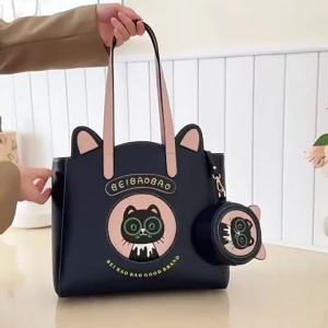 Túi tote nữ hình mèo dễ thương mẫu mới phong cách sang trọng nhẹ nhàng thời trang dung tích lớn đeo vai hoặc kẹp nách.